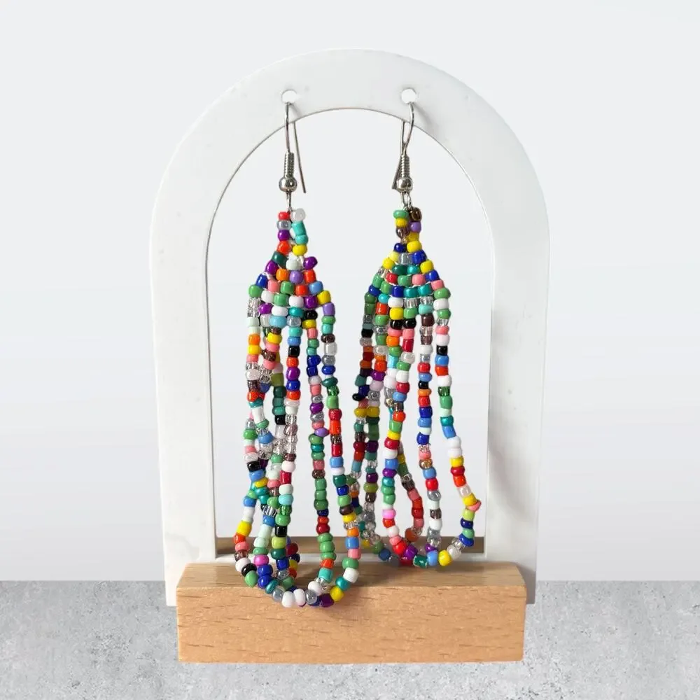 Geometric Beaded Dangle Earrings